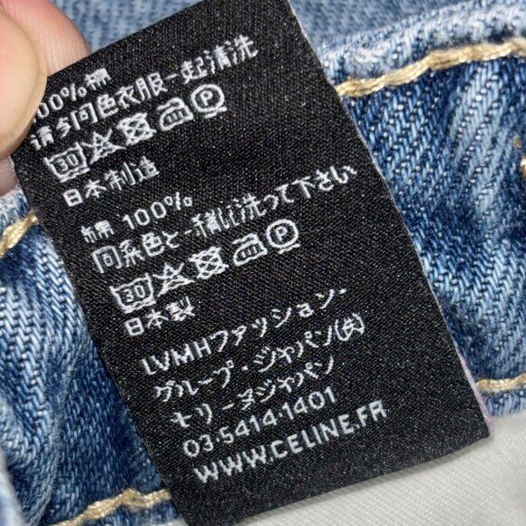 Celine Denim Mini Skirt w Triomphe Gourmette Chain Detail Blue Jean Grunge Japan - Picture 12 of 12